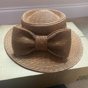 Betmar Brown Straw Derby or church hat